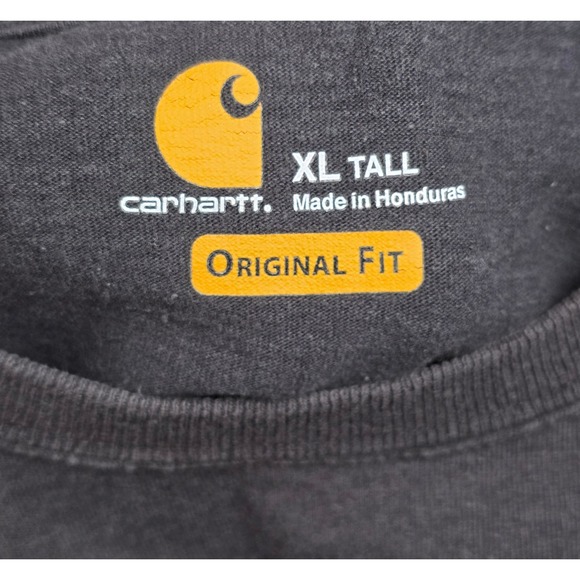 Carhartt K87 Pocket T-Shirt Original Fit Black XL Tall Cotton Short Sleeve Tee - Picture 3 of 6